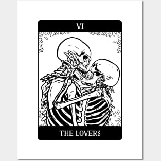 The Lovers Tarot Card Occult Gothic Skeleton Halloween Skull Posters and Art